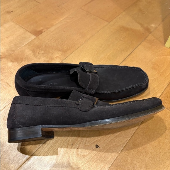 Ermenegildo ZEGNA men’s loafer shoes suede brown sz 10.5 D buckle main image 7